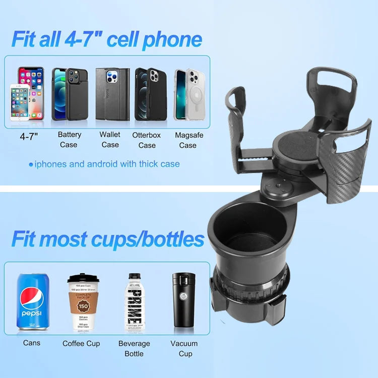 DriveMate 2-in-1 Rotating Car Cup Holder
