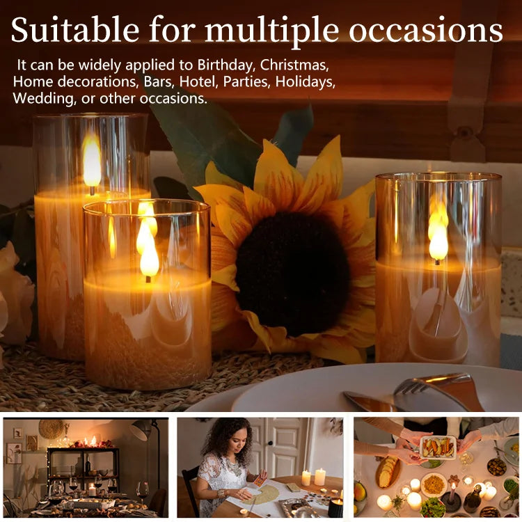 LumiFlick Flameless LED Candles – 3-Piece Set with Remote