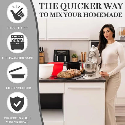 🥣 Mixium Silicone Bowl Liners with Lids (For 5 Qt KitchenAid Mixers)