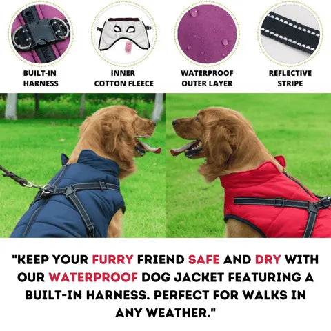 🐾 PawSnooze - Waterproof Dog Jacket with Built-in Harness ❄️