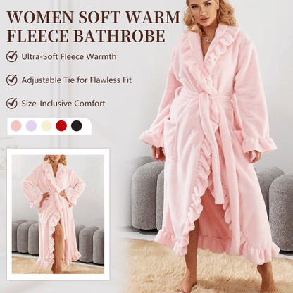 SnuggleEase Luxe Fleece Robe – Long Sleeve Elegance with Pockets