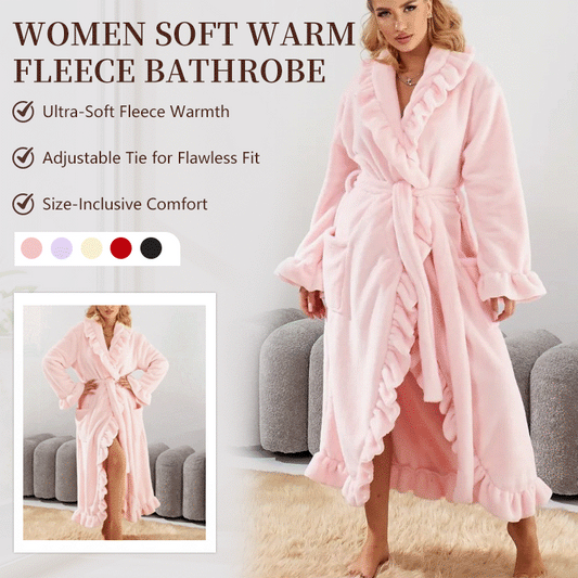 SnuggleEase Luxe Fleece Robe – Long Sleeve Elegance with Pockets
