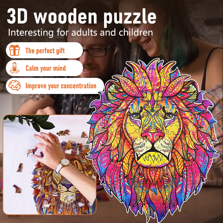 🐺🦁 Vekego™ Irregular Wooden Animal Puzzle
