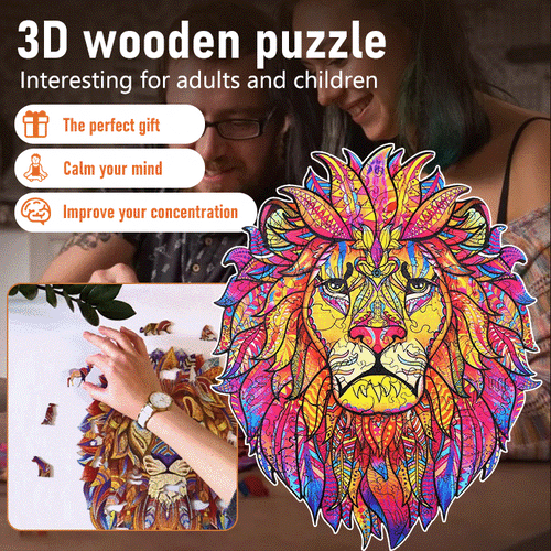 🐺🦁 Vekego™ Irregular Wooden Animal Puzzle