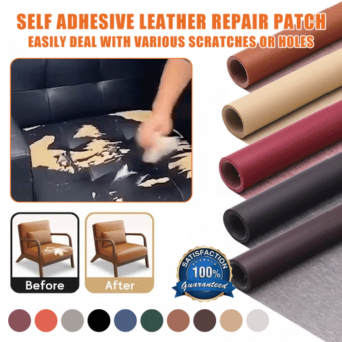 Self-adhesive leather repair patch