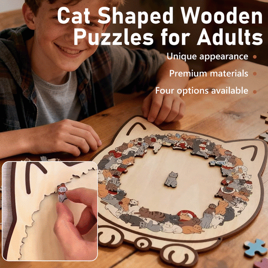 BloomCraft™ Cat-Shaped Wooden Puzzle