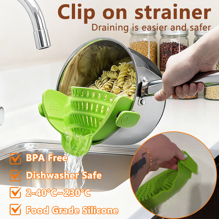 🍝 ClipDrain™ Silicone Pot Strainer