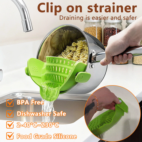 🍝 ClipDrain™ Silicone Pot Strainer