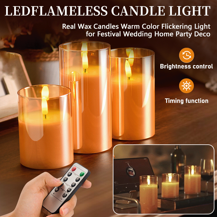 LumiFlick Flameless LED Candles – 3-Piece Set with Remote