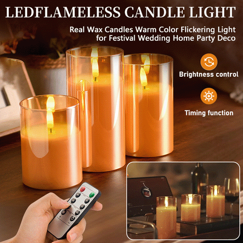LumiFlick Flameless LED Candles – 3-Piece Set with Remote