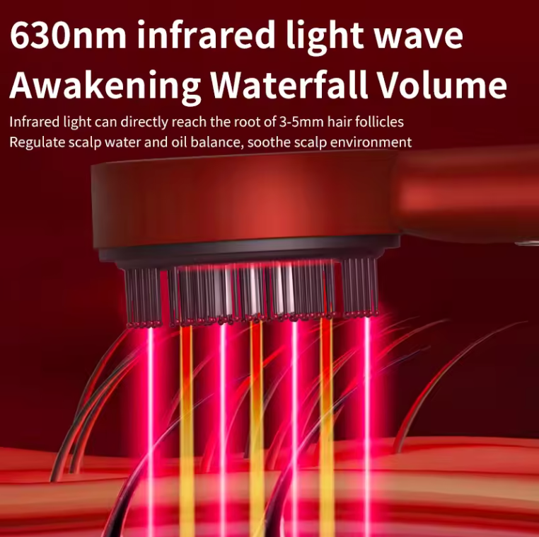 3-in-1 Scalp Massaging Red Light Therapy Brush