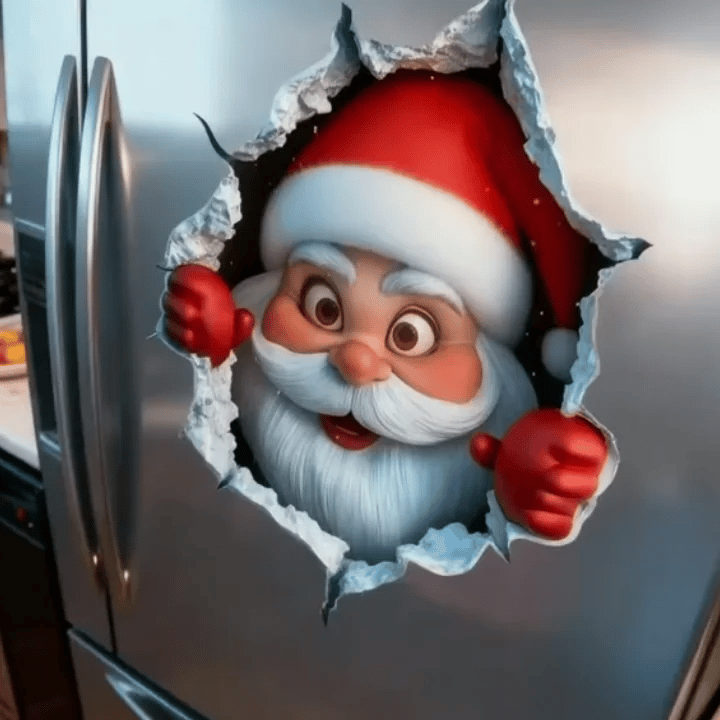 Santa Break-Out 3D Christmas Wall Decal【2-Piece Set】