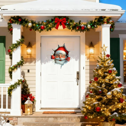Santa Break-Out 3D Christmas Wall Decal【2-Piece Set】