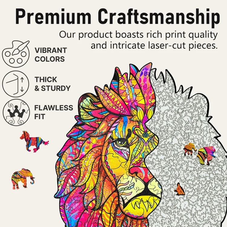 🐺🦁 Vekego™ Irregular Wooden Animal Puzzle