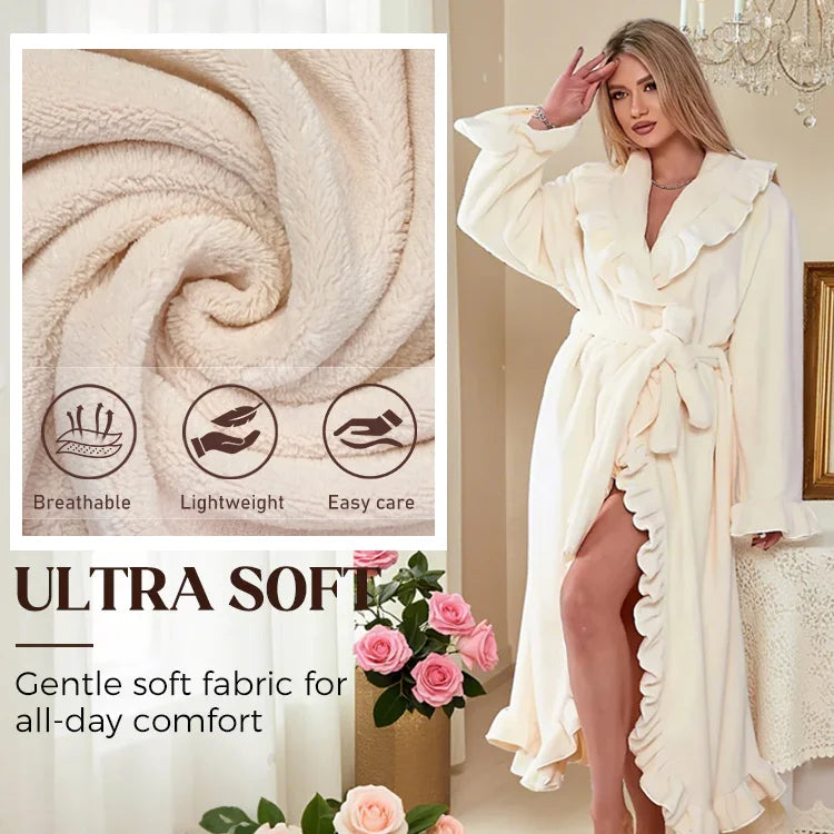SnuggleEase Luxe Fleece Robe – Long Sleeve Elegance with Pockets