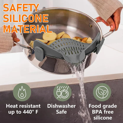 🍝 ClipDrain™ Silicone Pot Strainer