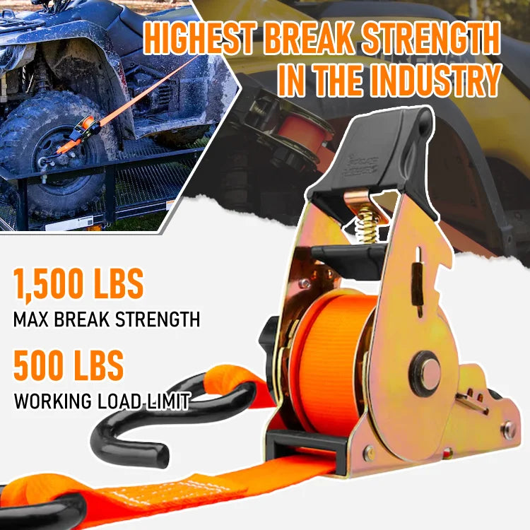 🔒 Heavy-Duty Retractable Ratchet Tie-Down Straps
