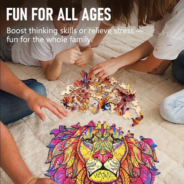 🐺🦁 Vekego™ Irregular Wooden Animal Puzzle