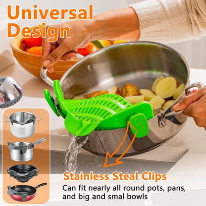 🍝 ClipDrain™ Silicone Pot Strainer