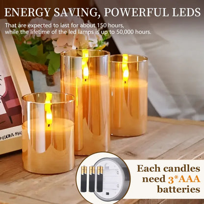 LumiFlick Flameless LED Candles – 3-Piece Set with Remote
