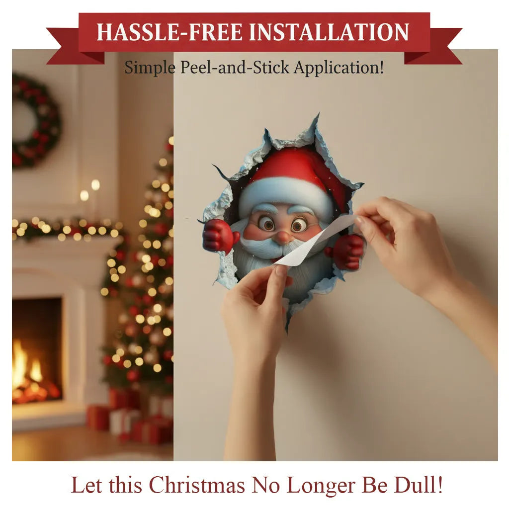 Santa Break-Out 3D Christmas Wall Decal【2-Piece Set】