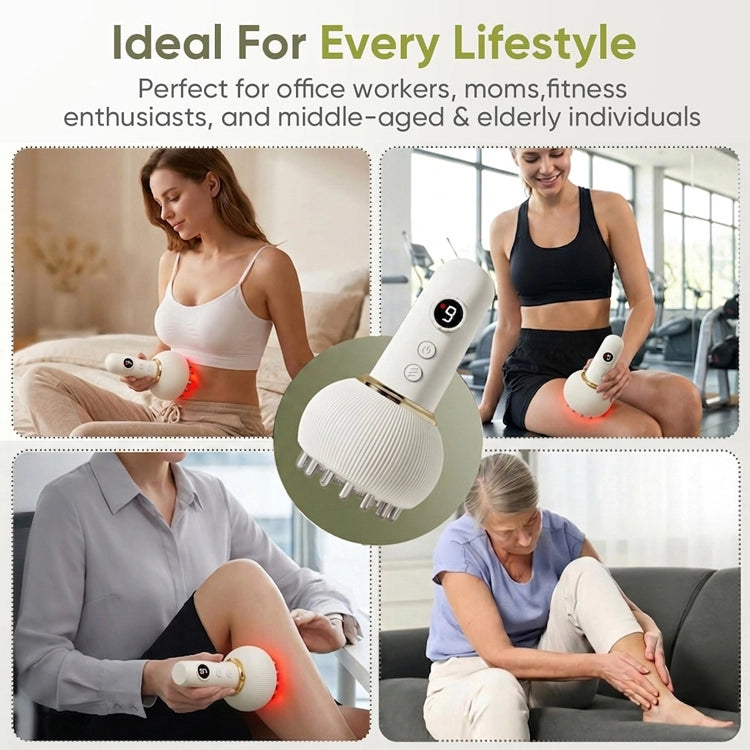 Smart Heated Body Massager with Red Light Therapy – Cordless Deep Tissue Massage Device for Neck, Back, Waist & Full Body Relaxation