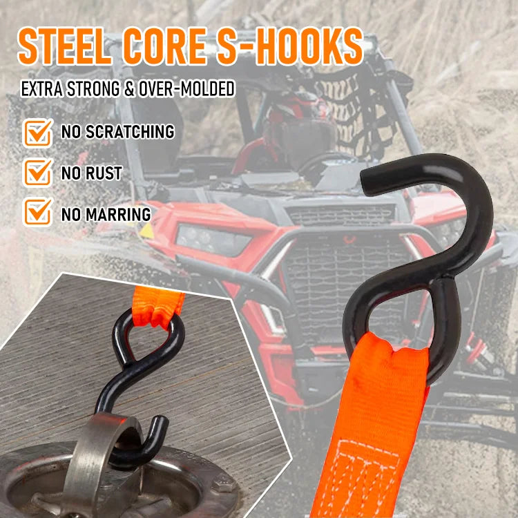 🔒 Heavy-Duty Retractable Ratchet Tie-Down Straps