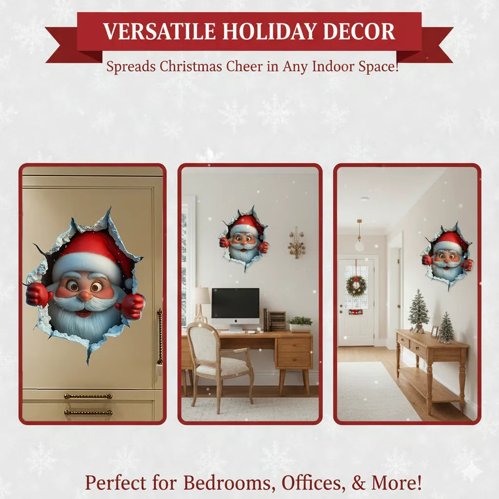 Santa Break-Out 3D Christmas Wall Decal【2-Piece Set】