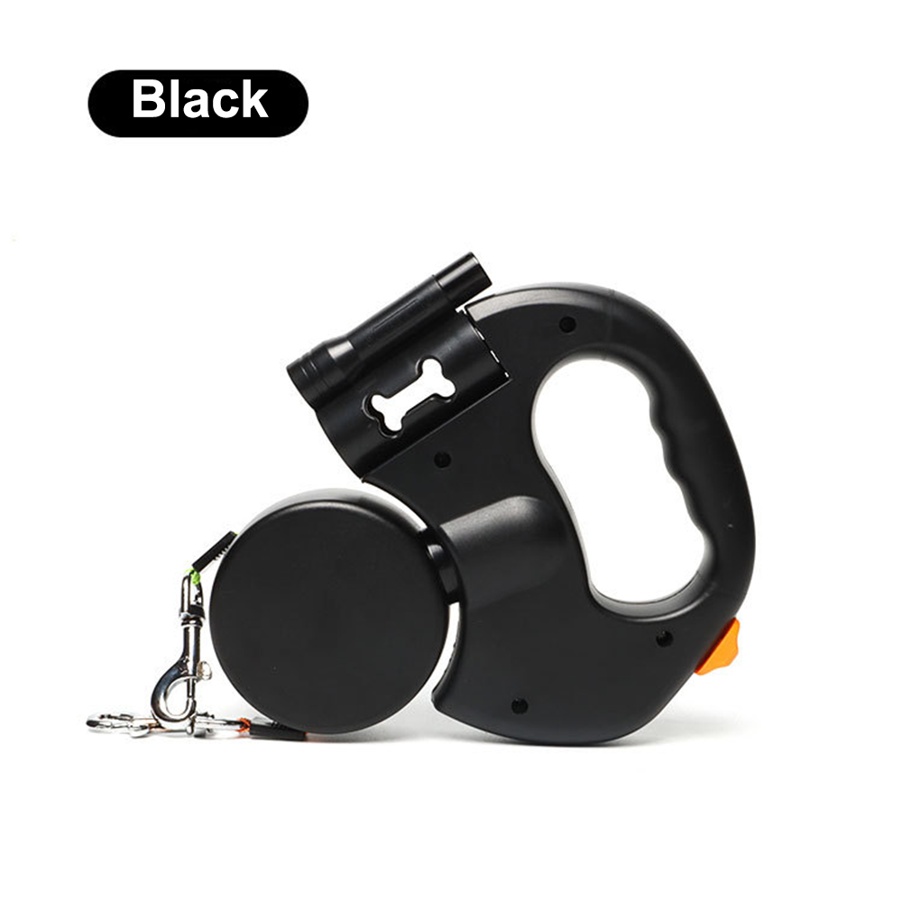 🐶 Dual Retractable Dog Leash with Flashlight & Waste Bag Holder