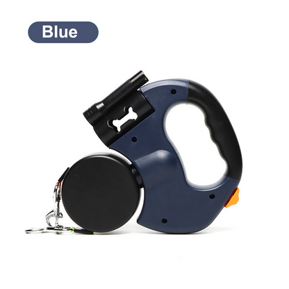🐶 Dual Retractable Dog Leash with Flashlight & Waste Bag Holder
