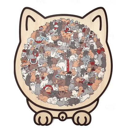 BloomCraft™ Cat-Shaped Wooden Puzzle