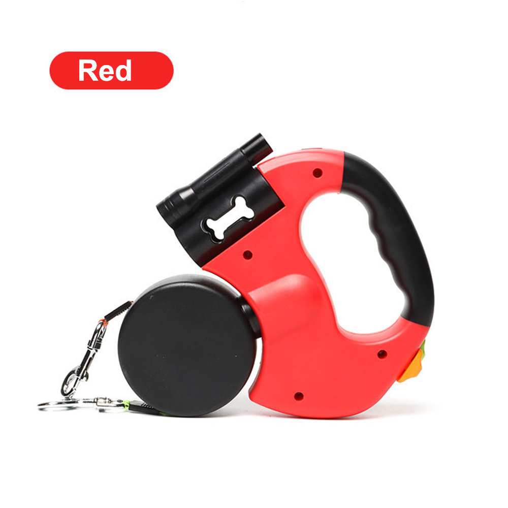 🐶 Dual Retractable Dog Leash with Flashlight & Waste Bag Holder