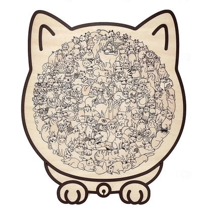 BloomCraft™ Cat-Shaped Wooden Puzzle